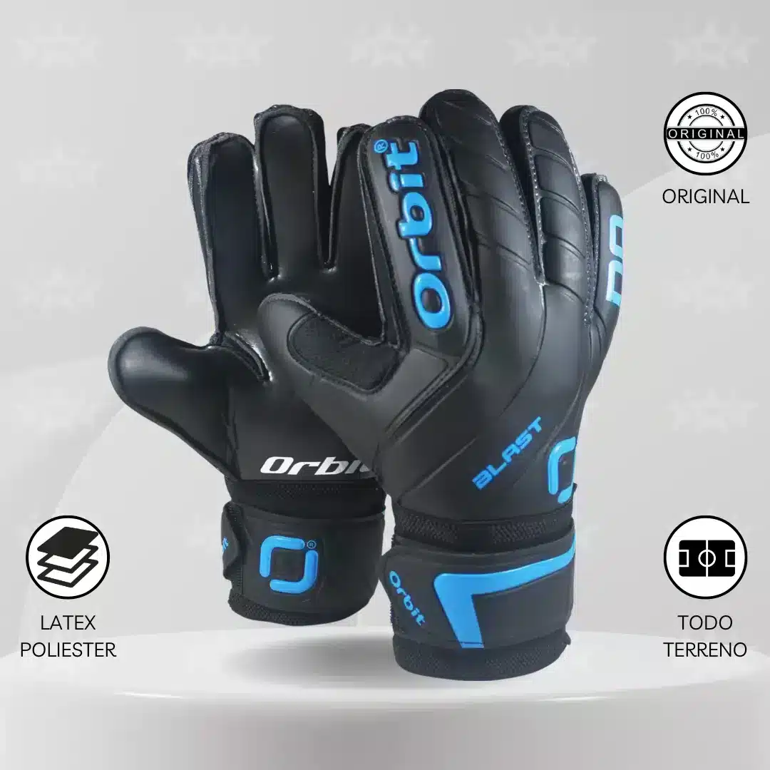 Guantes De Arquero Orbit – Diseño Blast Negro Con Azul Adulto